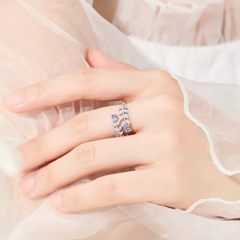 Lao Feng Xiang Natural Tanzanites Rings Women's-5