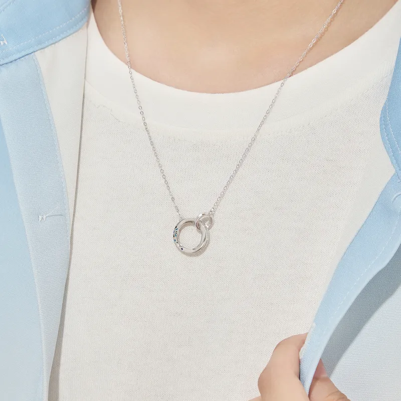 Lao Feng Xiang S925 Silver Necklace Pair Unisex-3
