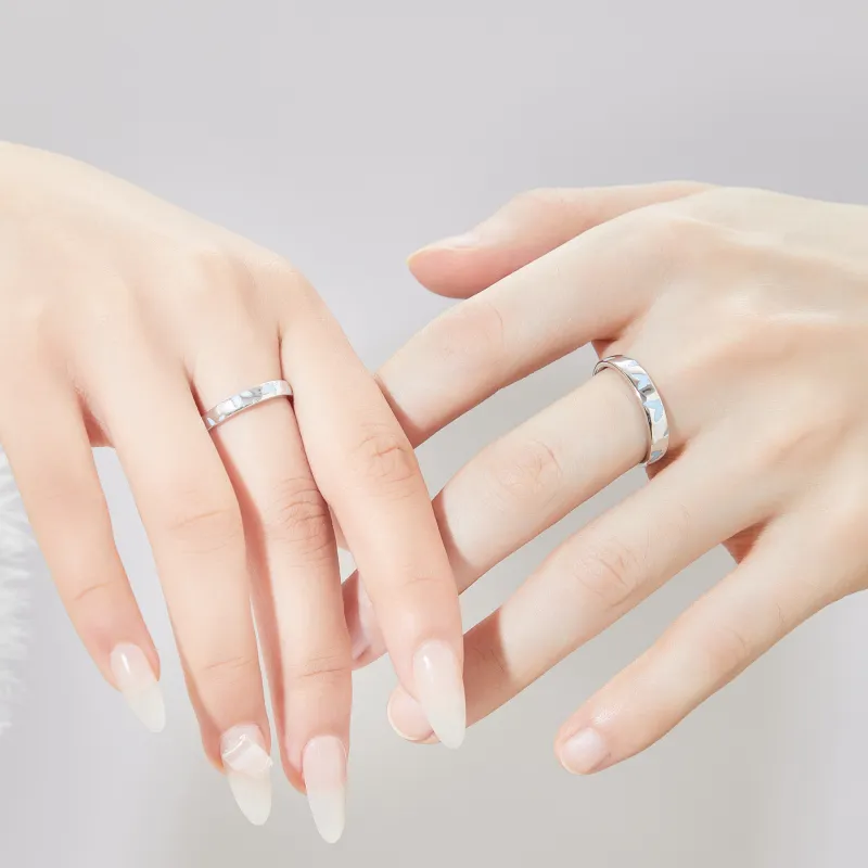 Lao Feng Xiang S925 Sterling Silver Ring Pair Unisex-4