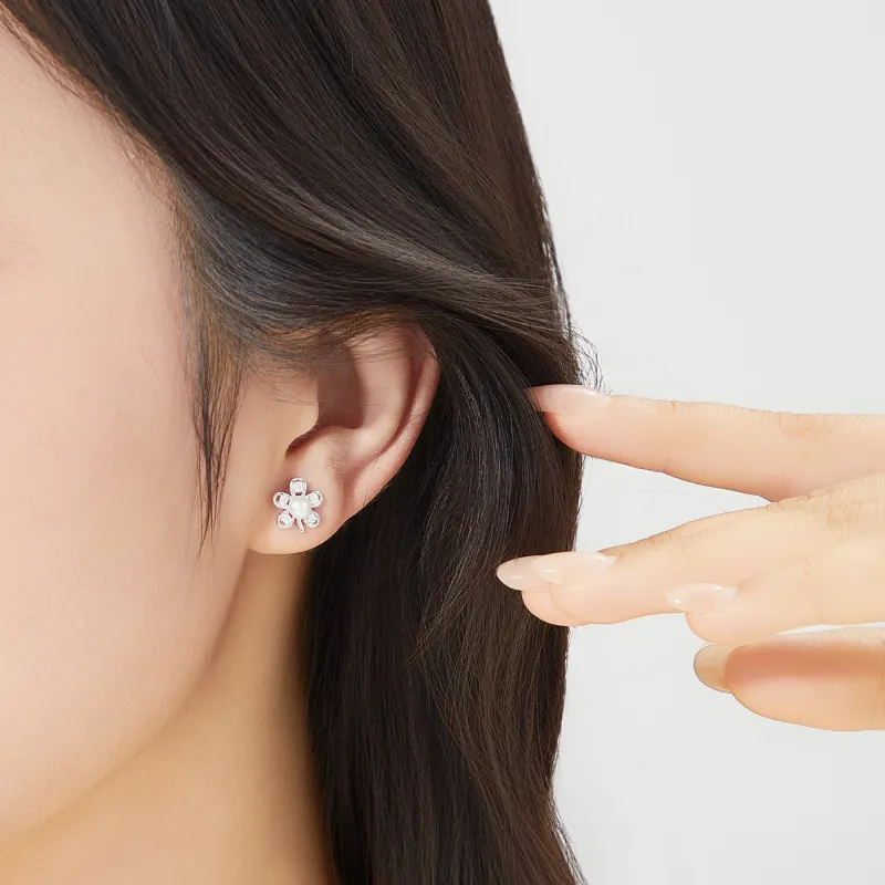 Lao Feng Xiang Pearl Stud Earrings Women's-6
