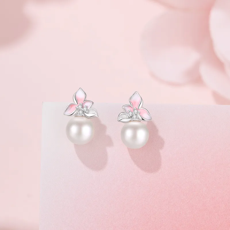 Lao Feng Xiang Pearl Stud Earrings Women's-1