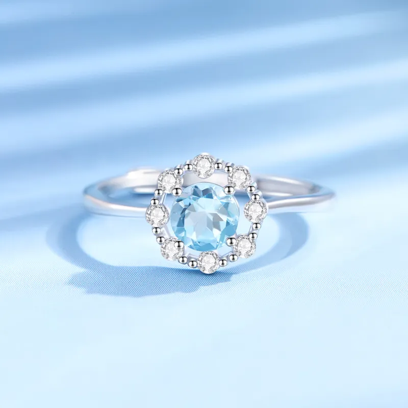 Lao Feng Xiang Natural Topaz S925 Silver Rings Women's-3