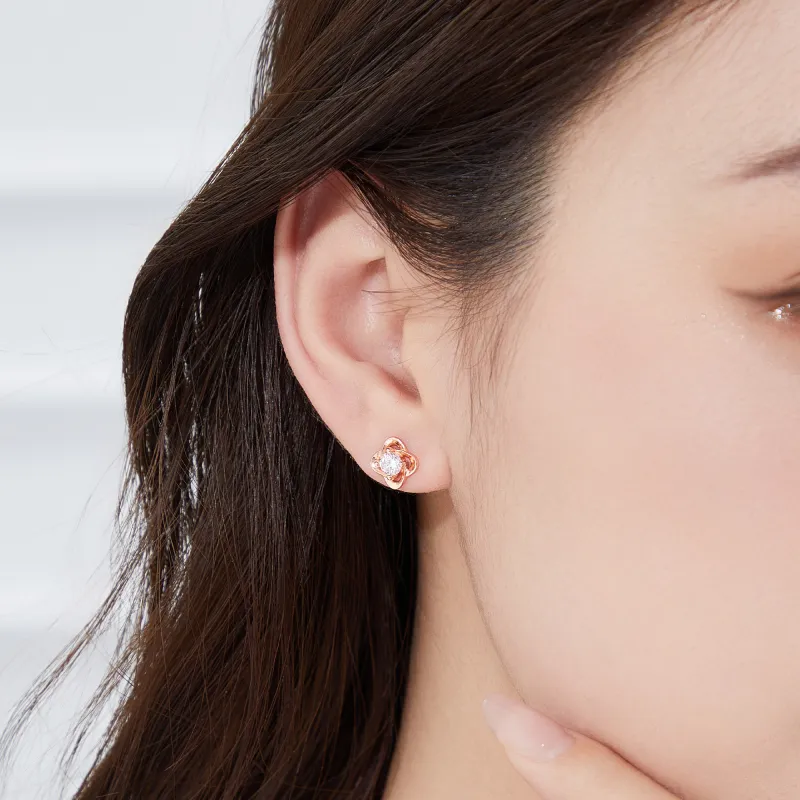 Lao Feng Xiang S925 Silver Stud Earrings Women's-2