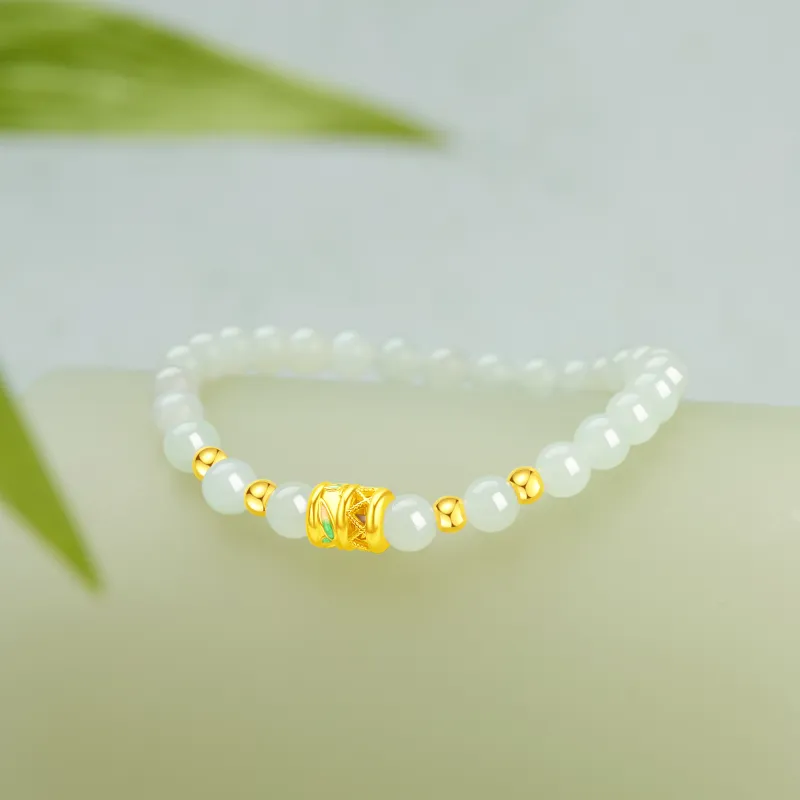Lao Feng Xiang Hetian Jade Bracelets Pale Greenish White Jade Women's-3