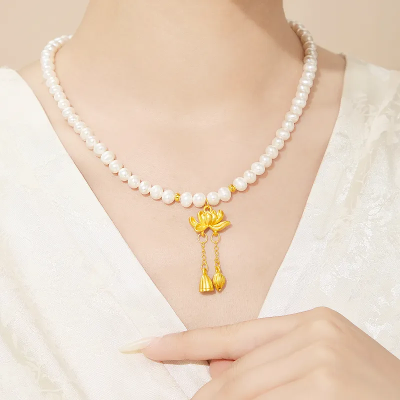Lao Feng Xiang Pearl Necklaces Women's-6