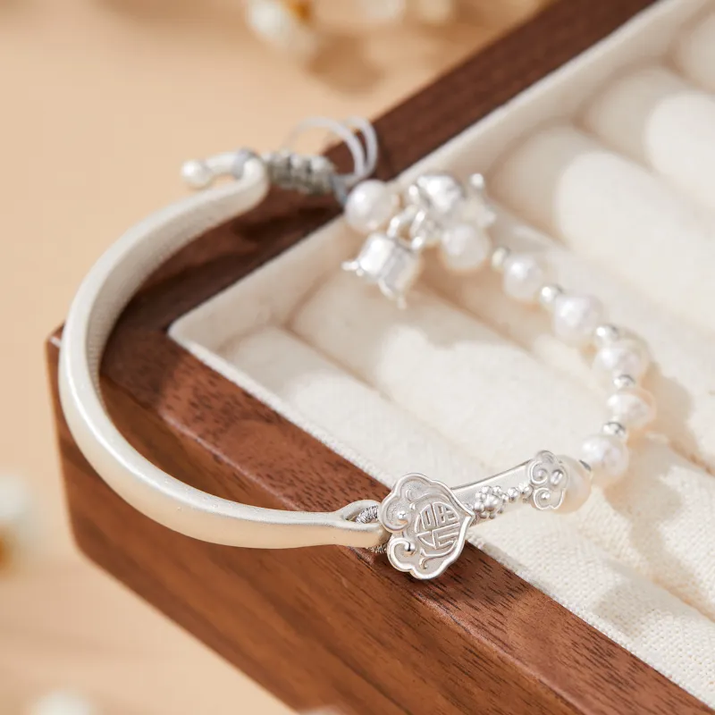 Lao Feng Xiang Pearl Bangles Women's-5