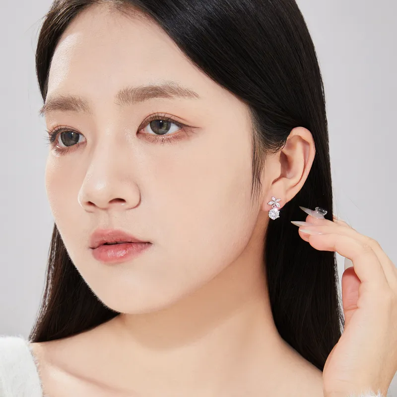 Lao Feng Xiang S999 Silver Earrings Women's-6