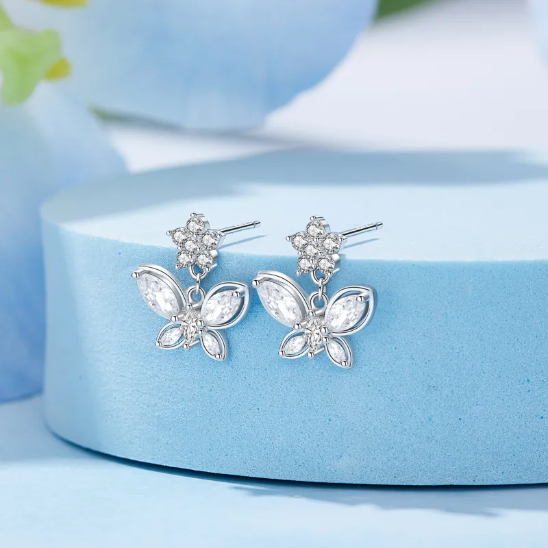 Lao Feng Xiang S925 Sterling Silver Stud Earrings Women's-3
