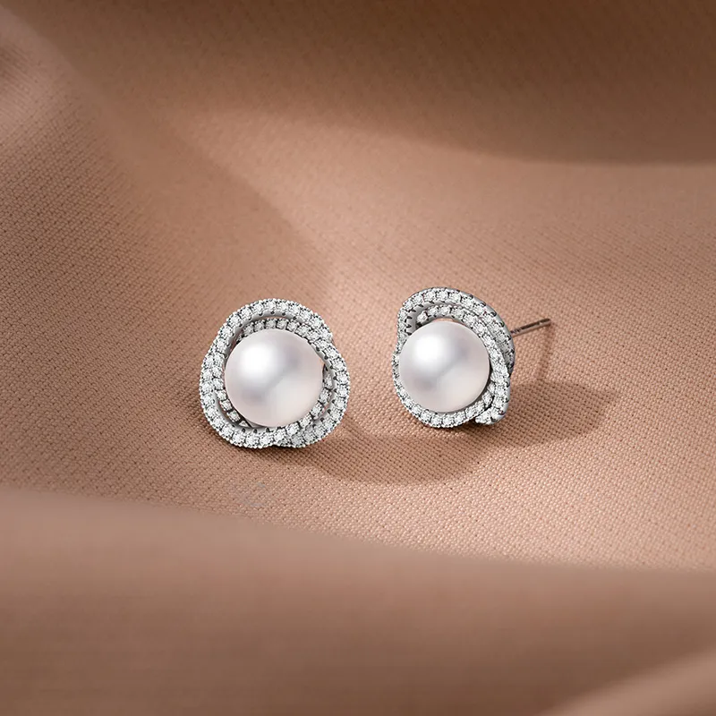 Lao Feng Xiang S925 Silver Stud Earrings Women's-7