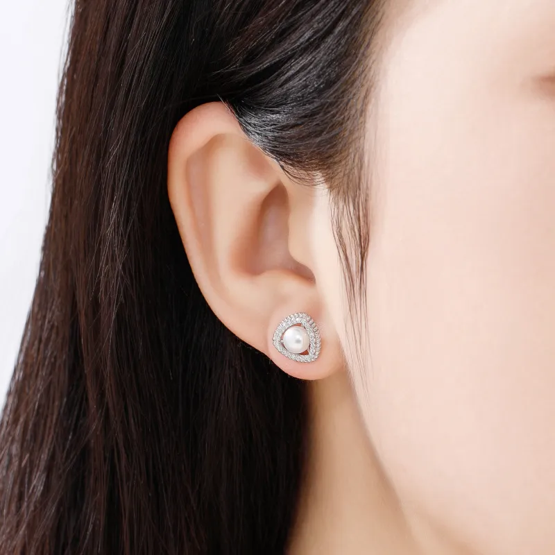 Lao Feng Xiang Pearl Stud Earrings Women's-6