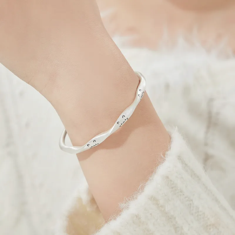 Lao Feng Xiang S999 Fine Silver Bangles Women's-4