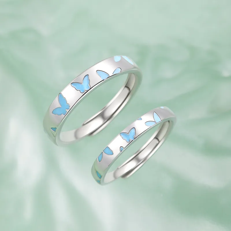 Lao Feng Xiang S925 Sterling Silver Ring Pair Unisex-1