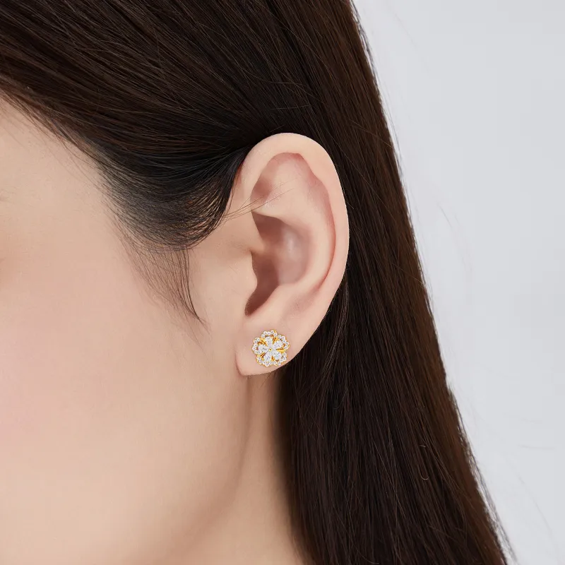 Lao Feng Xiang S925 Silver Stud Earrings Women's-9