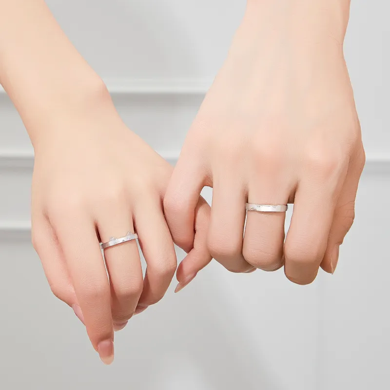 Lao Feng Xiang S925 Sterling Silver Ring Pair Unisex-4