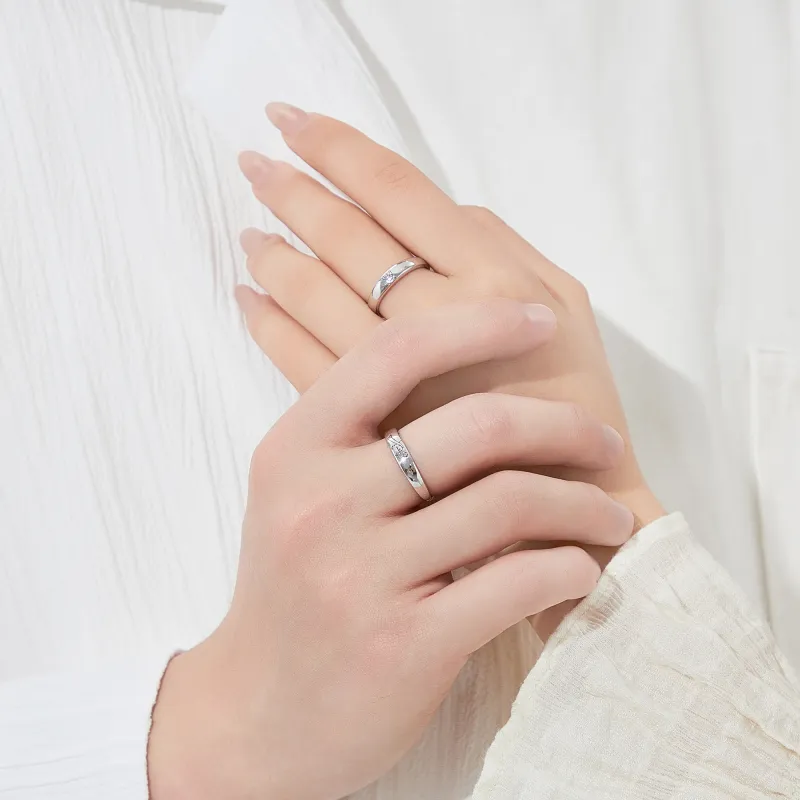 Lao Feng Xiang S999 Fine Silver Ring Pair Unisex-11