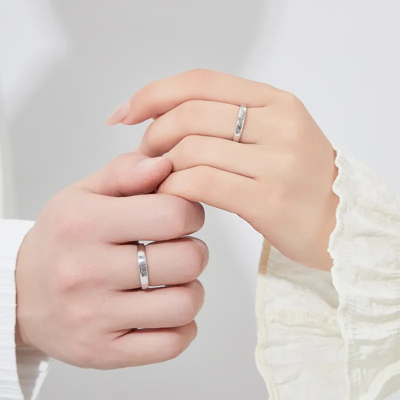 Lao Feng Xiang S999 Fine Silver Ring Pair Unisex-9