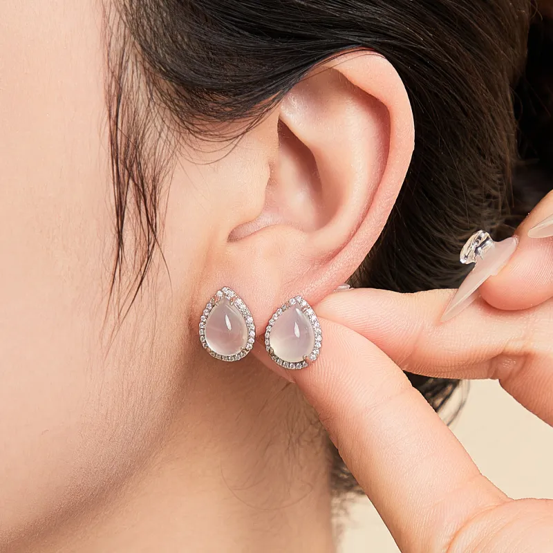 Lao Feng Xiang S925 Silver Stud Earrings Women's-3