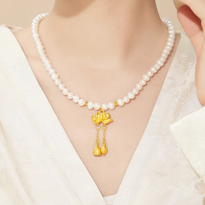Lao Feng Xiang Pearl Necklaces Women's-2