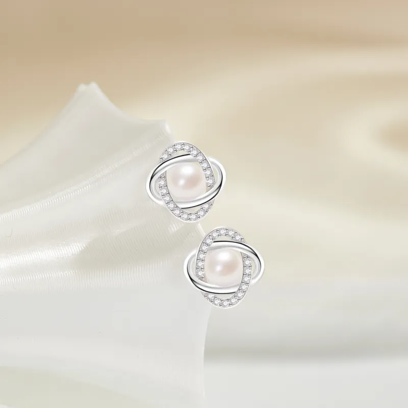 Lao Feng Xiang Pearl Stud Earrings Women's-3
