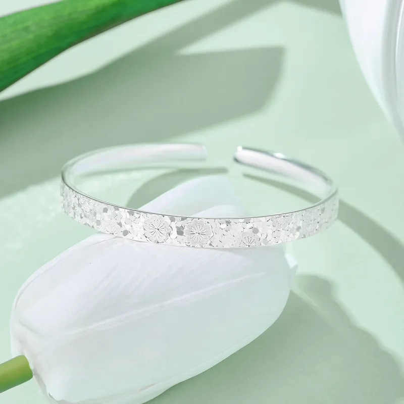Lao Feng Xiang 999 Fine Silver Sterling Silver Bangle For Women's Women's-1