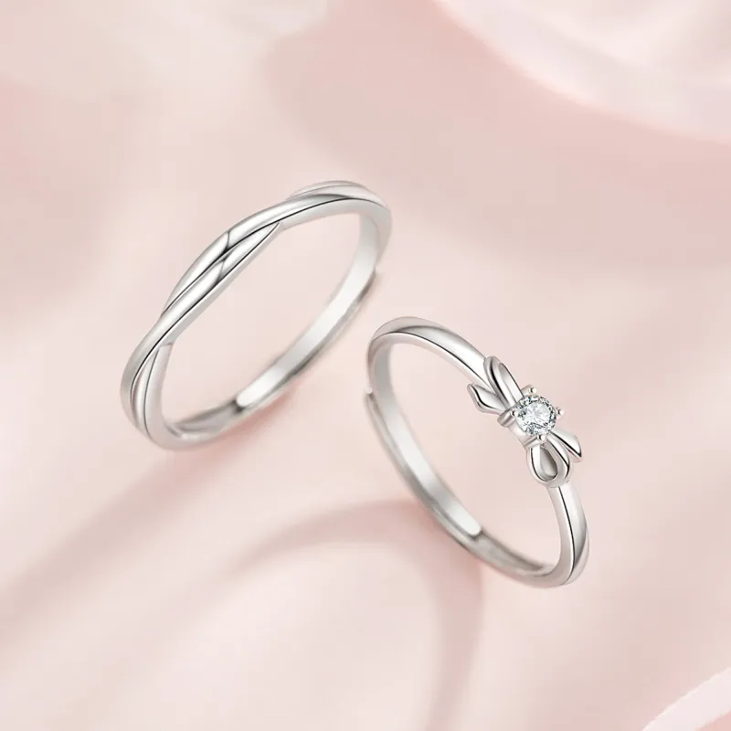 Lao Feng Xiang S999 Fine Silver Ring Pair Unisex-2