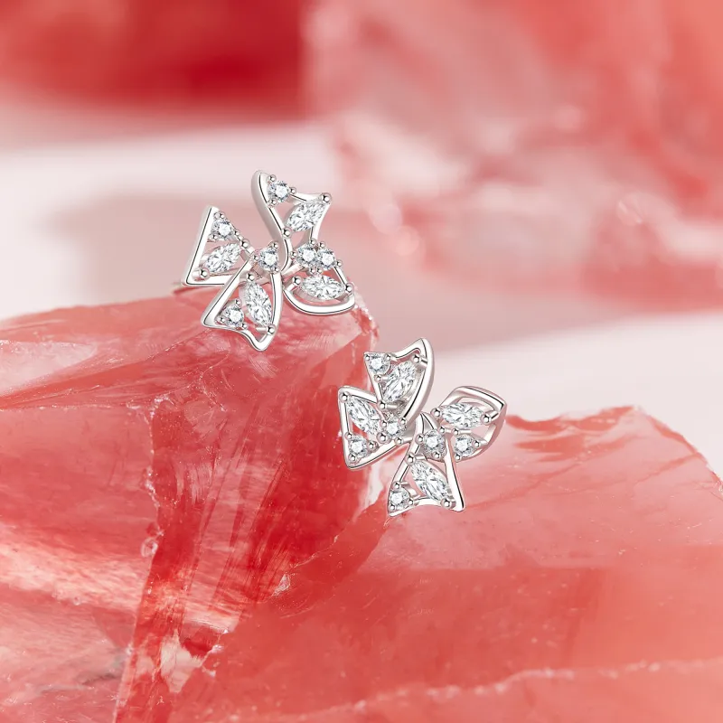 Lao Feng Xiang S925 Sterling Silver Stud Earrings For Women's Women's-1