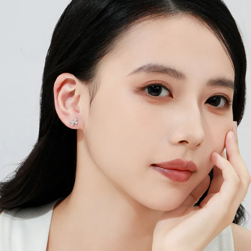 Lao Feng Xiang S925 Silver Stud Earrings Women's-10