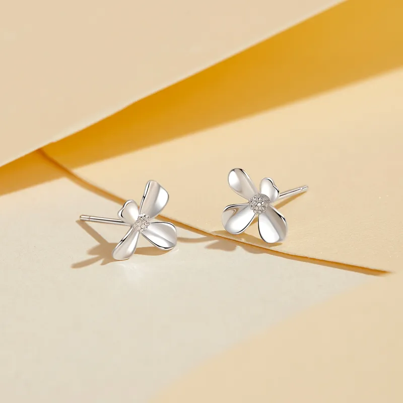 Lao Feng Xiang S925 Silver Pair Of Stud Earrings Women's Good Luck-1