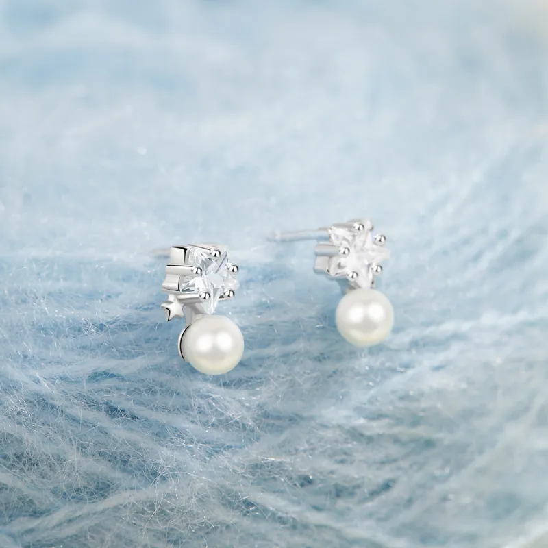 Lao Feng Xiang S925 Sterling Silver Stud Earrings For Girlfriend Women's-3