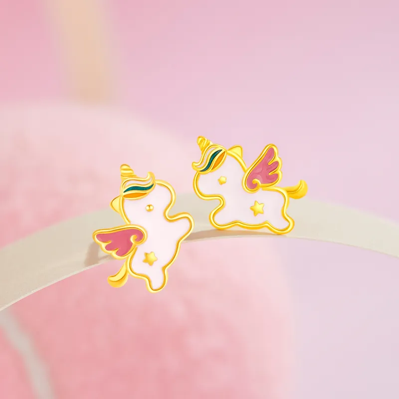 Lao Feng Xiang S925 Silver Stud Earrings Women's-1
