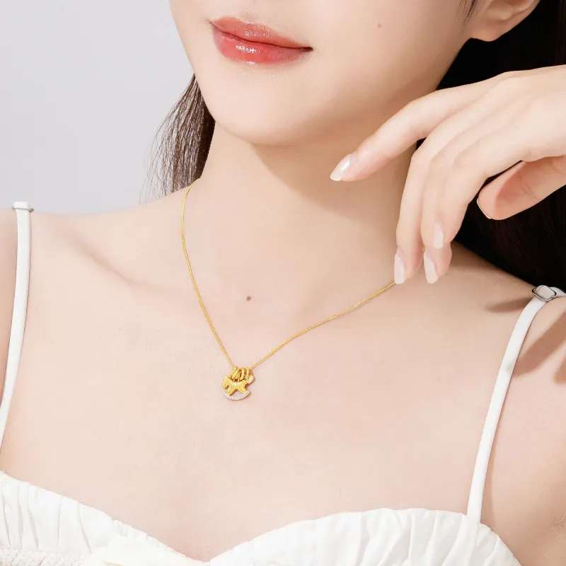 Lao Feng Xiang S925 Silver Necklaces Women's-4