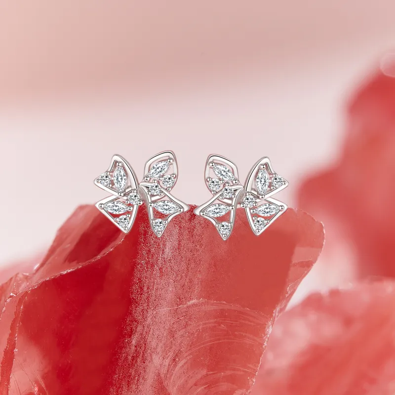 Lao Feng Xiang S925 Sterling Silver Stud Earrings For Women's Women's-3