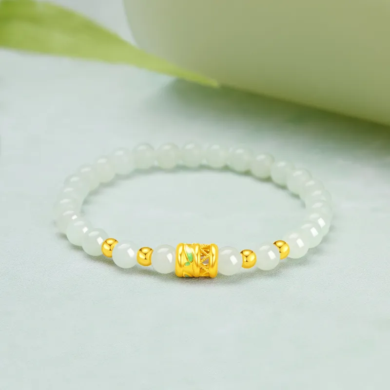 Lao Feng Xiang Hetian Jade Bracelets Pale Greenish White Jade Women's-1