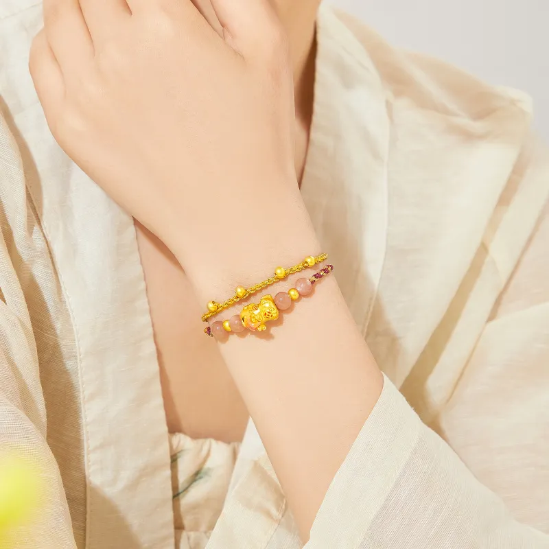 Lao Feng Xiang S999 Silver Bracelet Girlfriend Women's-4