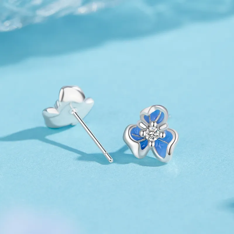 Lao Feng Xiang S999 Silver Stud Earrings For Women's Women's-5