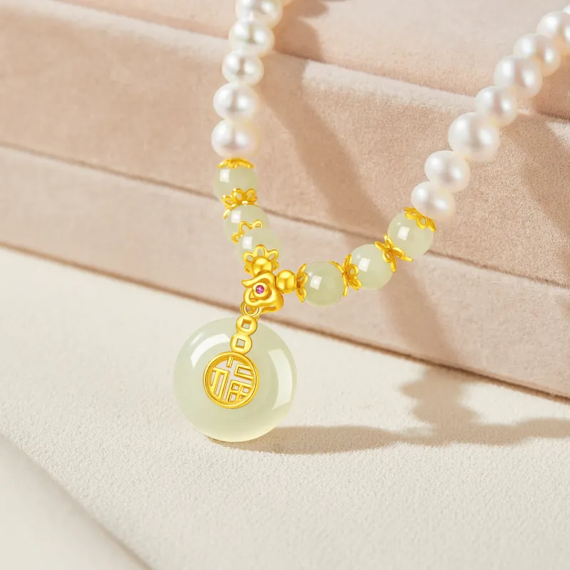 Lao Feng Xiang Pearl Necklaces Women's-5