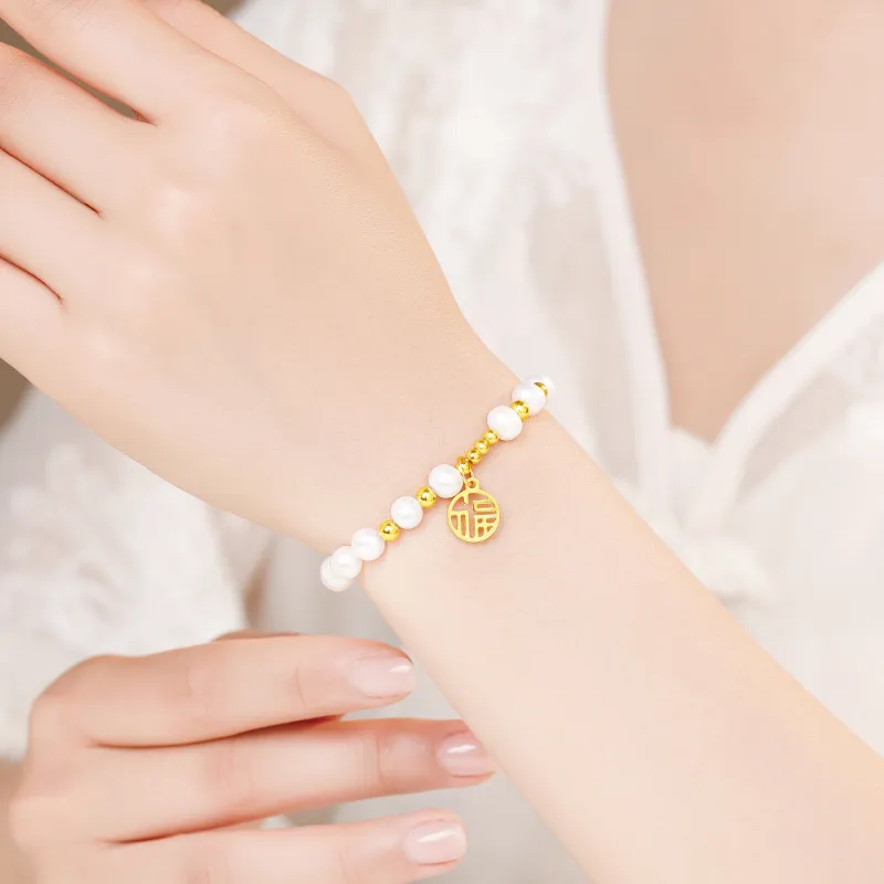 Lao Feng Xiang Pearl Bracelets Women's-4