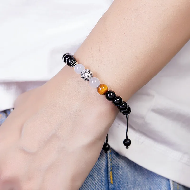 Lao Feng Xiang Natural Obsidian Bracelets Unisex-2