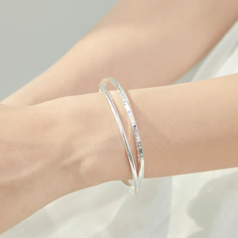 Lao Feng Xiang S999 Fine Silver Bangles Women's-6
