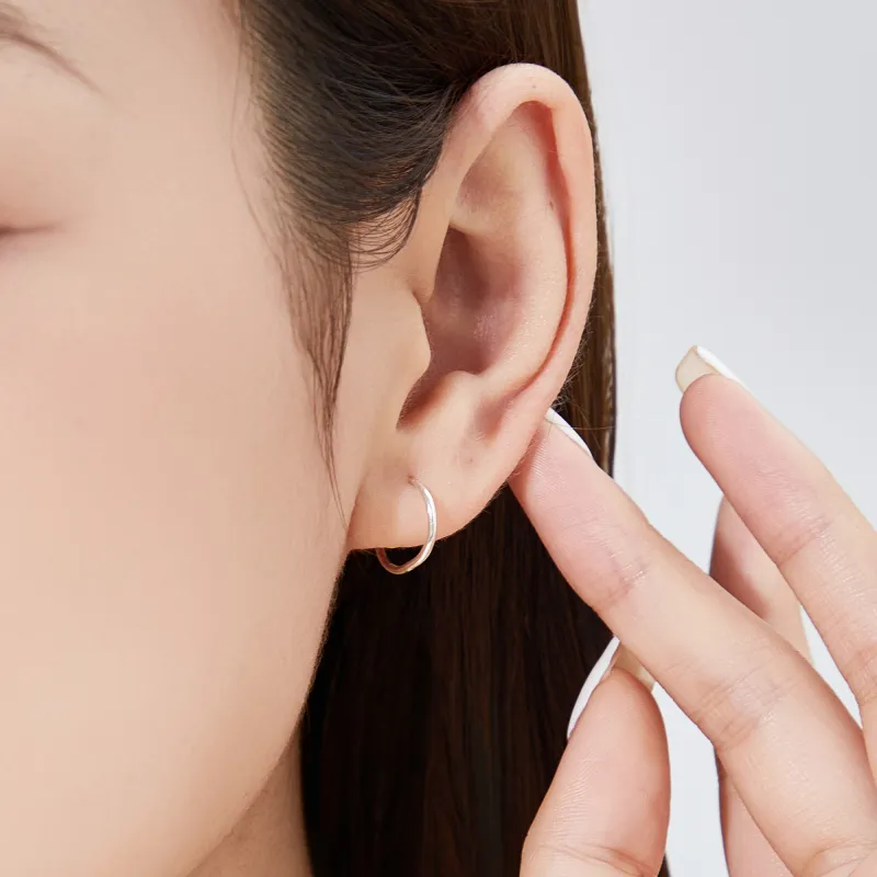 Lao Feng Xiang S999 Fine Silver Pair Of Stud Earrings Unisex-4