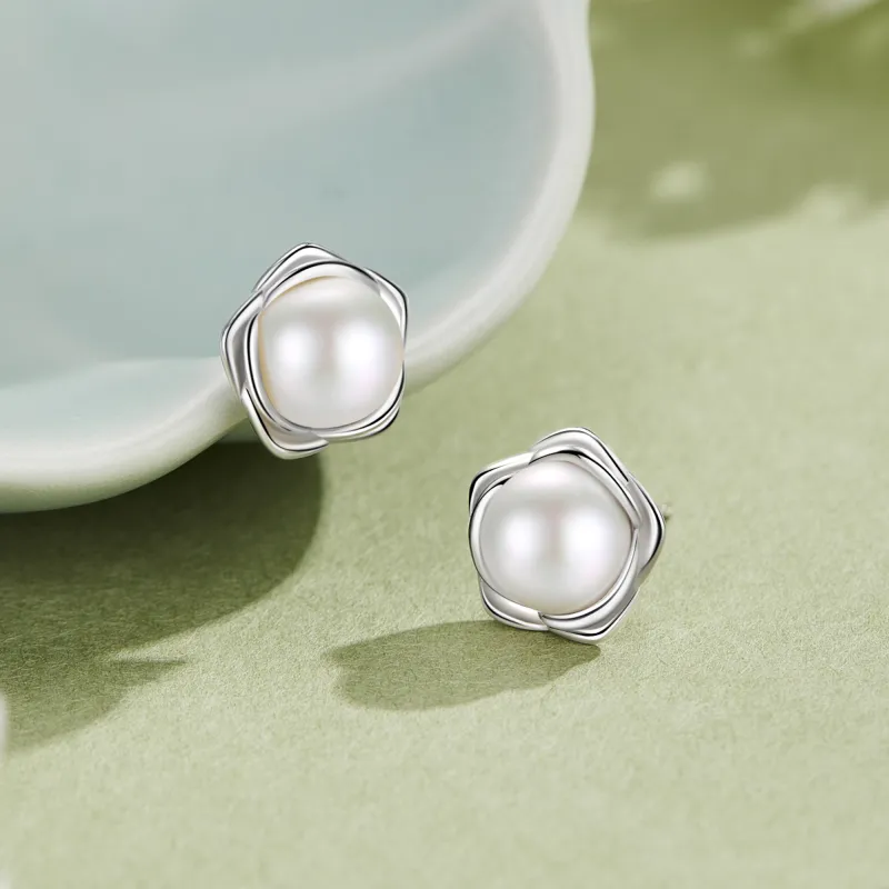 Lao Feng Xiang Pearl Stud Earrings Women's-3