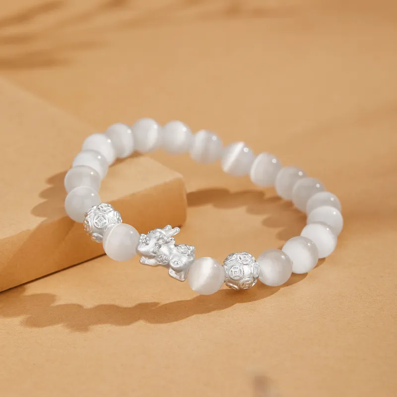 Lao Feng Xiang S999 Fine Silver Sterling Silver Beaded Bracelet Pair Unisex Box-7