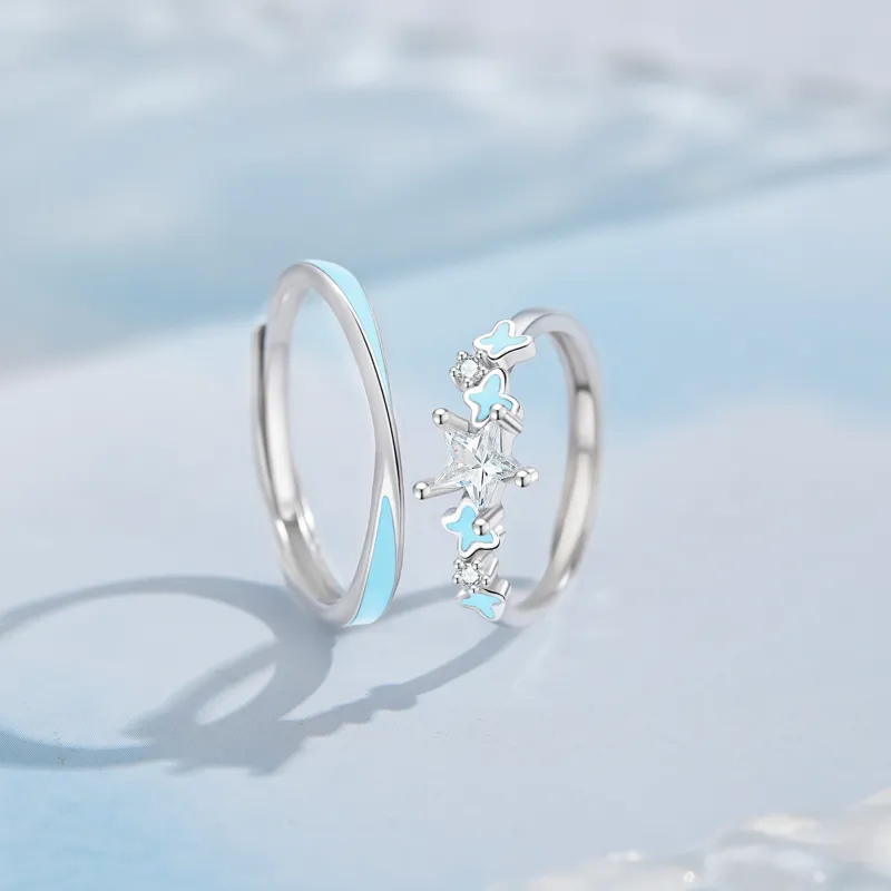 Lao Feng Xiang S999 Silver Ring Pair Unisex-3