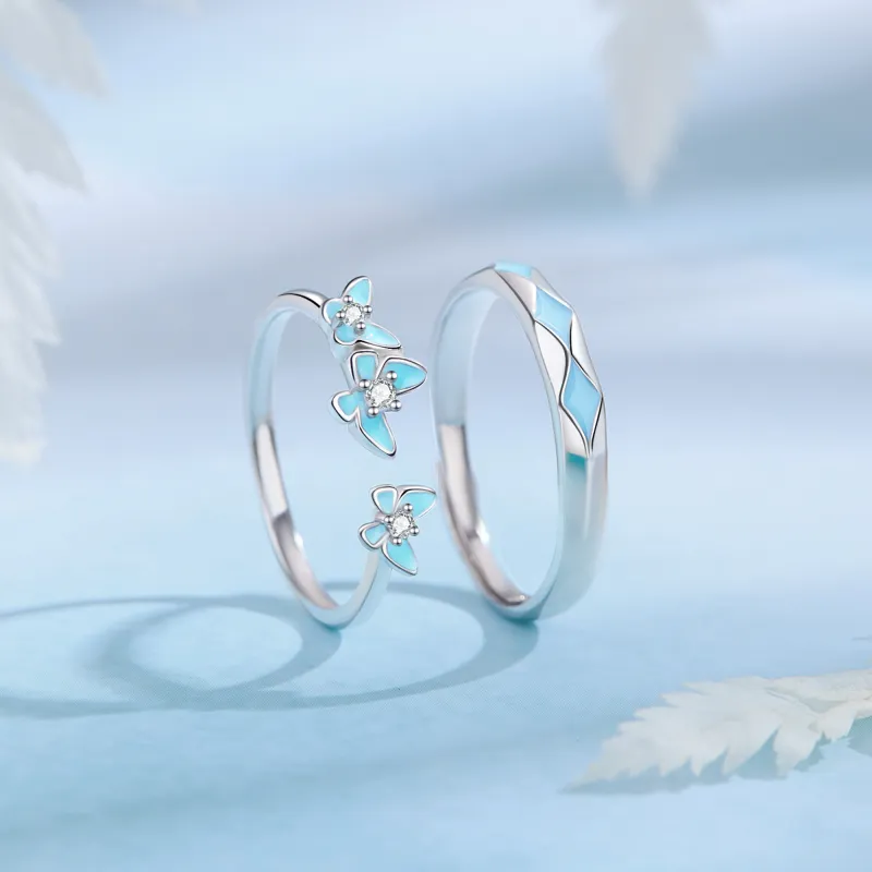 Lao Feng Xiang S925 Silver Ring Pair Unisex-7