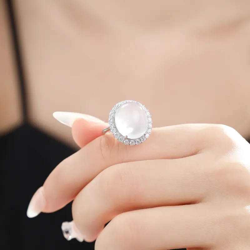 Lao Feng Xiang Chalcedony Rings Women's-3