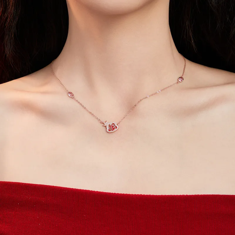Lao Feng Xiang S999 Fine Silver Necklaces Women's-2
