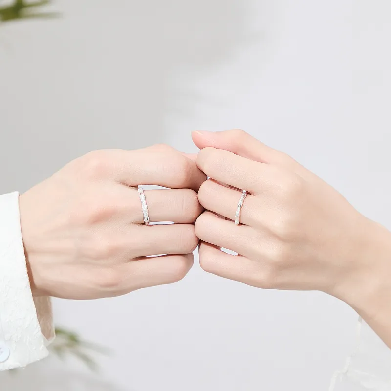 Lao Feng Xiang S999 Silver Ring Pair Unisex-6