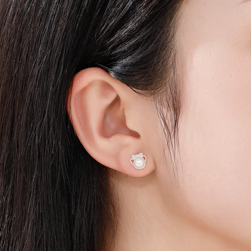 Lao Feng Xiang Pearl Stud Earrings Women's-6