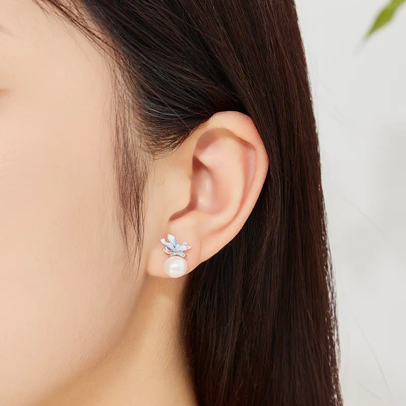 Lao Feng Xiang Pearl Stud Earrings Women's-2