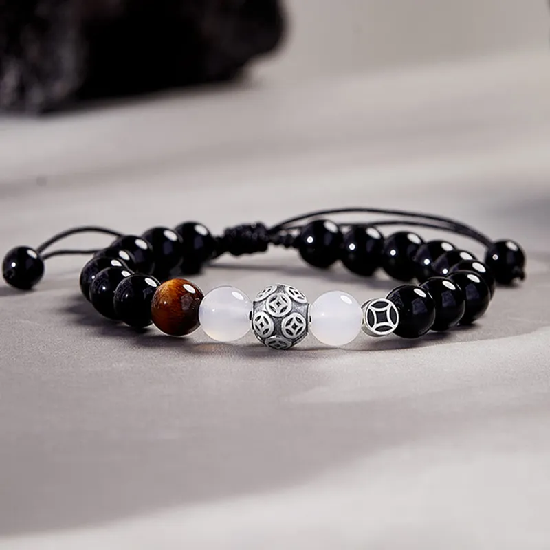 Lao Feng Xiang Natural Obsidian Bracelets Unisex-1